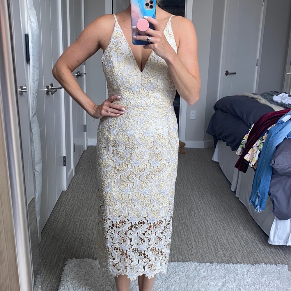 Dress the population gold lace dress